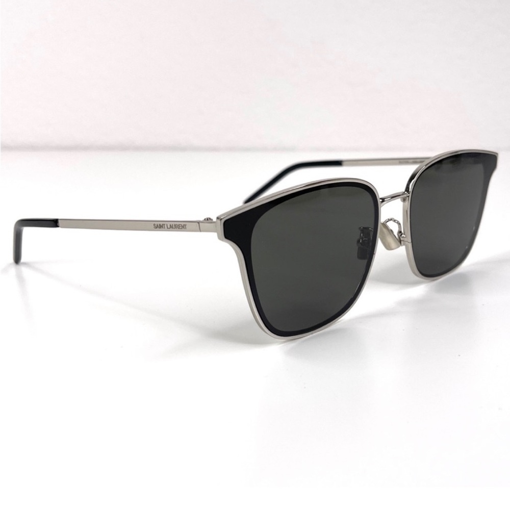 SAINT LAURENT SL 272/K Silver Grey Square Flat Sunglasses NEW